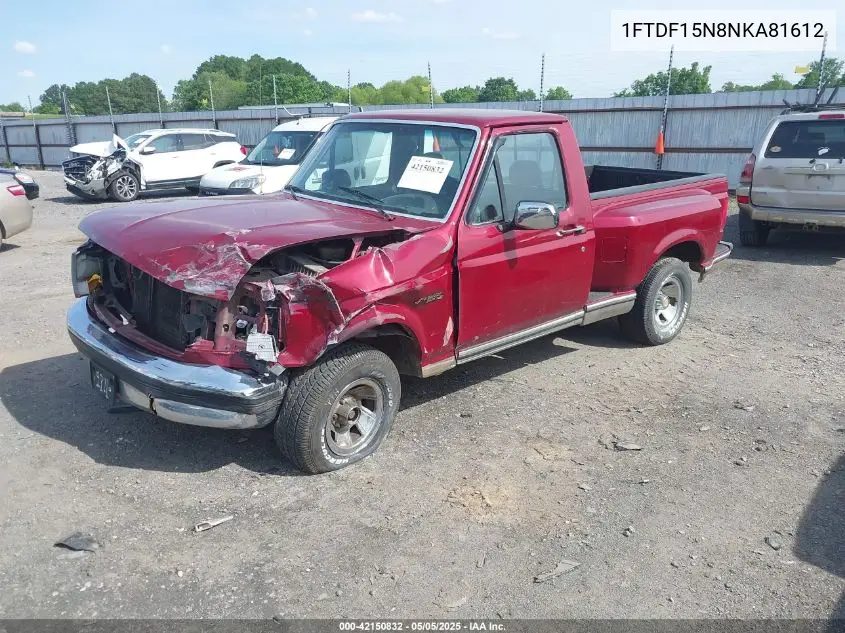 1992 Ford F150 VIN: 1FTDF15N8NKA81612 Lot: 42150832