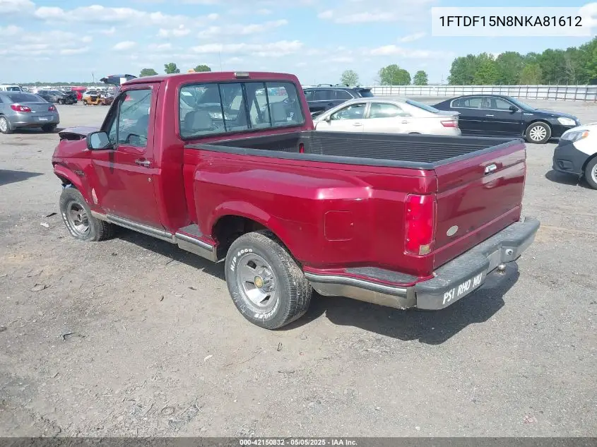 1992 Ford F150 VIN: 1FTDF15N8NKA81612 Lot: 42150832