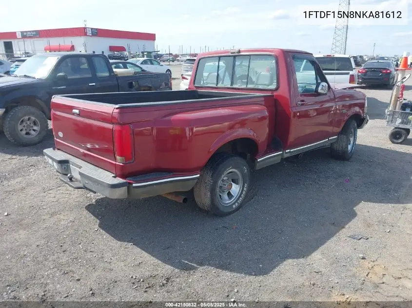 1992 Ford F150 VIN: 1FTDF15N8NKA81612 Lot: 42150832