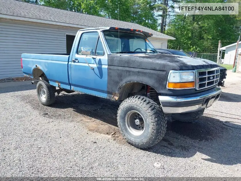 1992 Ford F150 VIN: 1FTEF14Y4NLA84100 Lot: 42226473