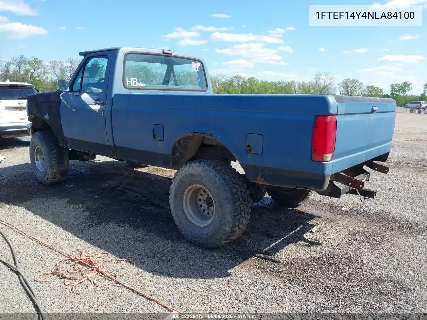 1992 Ford F150 VIN: 1FTEF14Y4NLA84100 Lot: 42226473