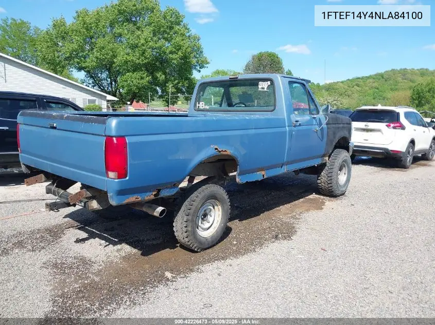 1992 Ford F150 VIN: 1FTEF14Y4NLA84100 Lot: 42226473
