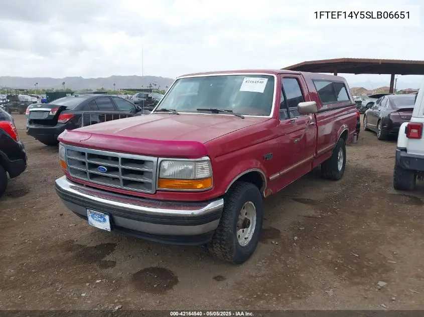 1995 Ford F150 VIN: 1FTEF14Y5SLB06651 Lot: 42164540
