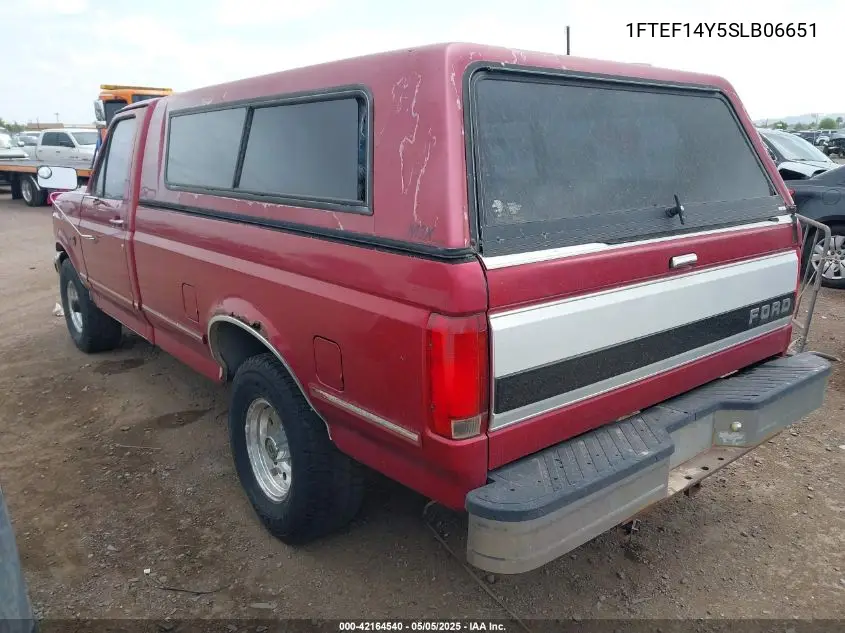 1995 Ford F150 VIN: 1FTEF14Y5SLB06651 Lot: 42164540