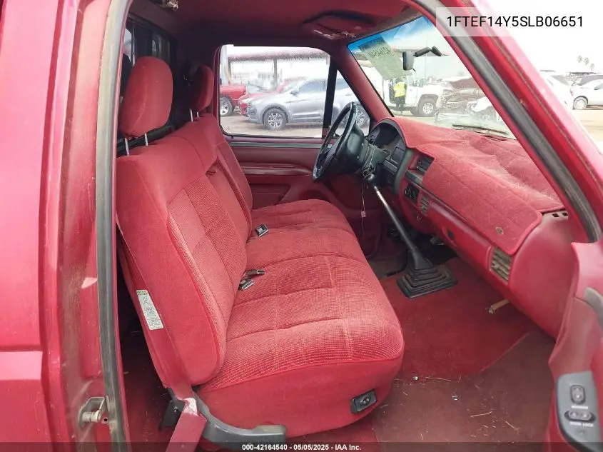 1995 Ford F150 VIN: 1FTEF14Y5SLB06651 Lot: 42164540