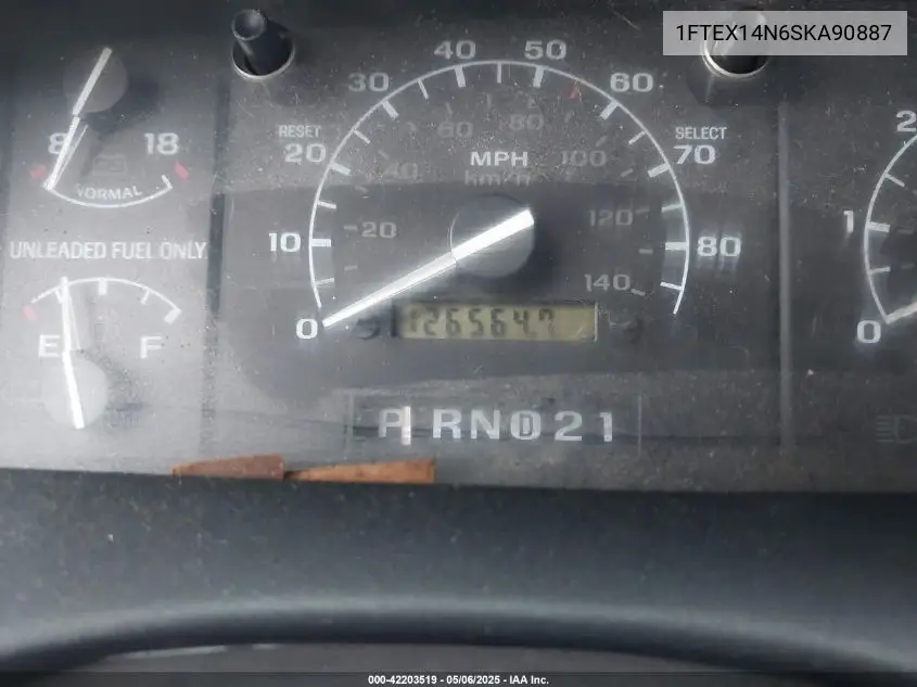 1995 Ford F150 VIN: 1FTEX14N6SKA90887 Lot: 42203519