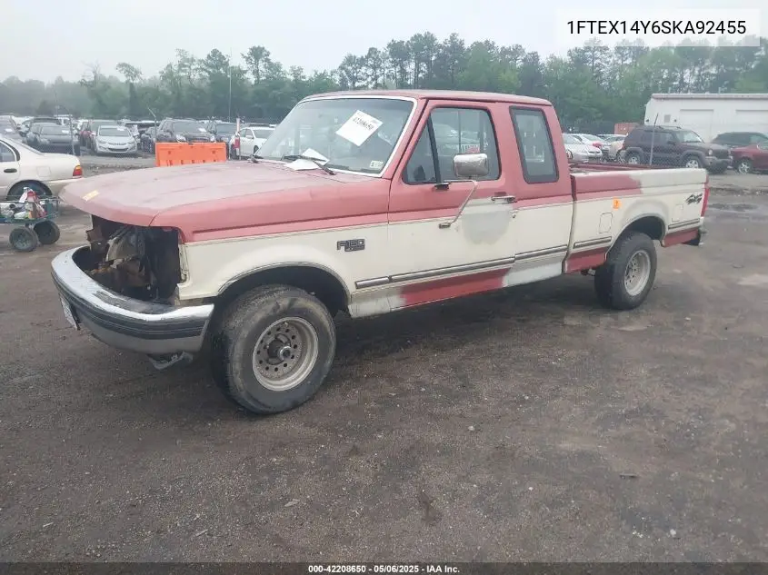 1995 Ford F150 VIN: 1FTEX14Y6SKA92455 Lot: 42208650