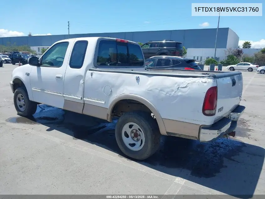 1997 Ford F-150 Lariat/Xl/Xlt VIN: 1FTDX18W5VKC31760 Lot: 42254250