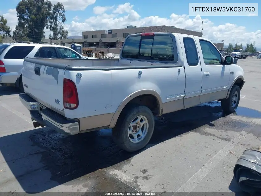 1997 Ford F-150 Lariat/Xl/Xlt VIN: 1FTDX18W5VKC31760 Lot: 42254250