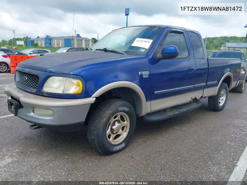 1998 Ford F150 VIN: 1FTZX18W8WNA81472 Lot: 42237014