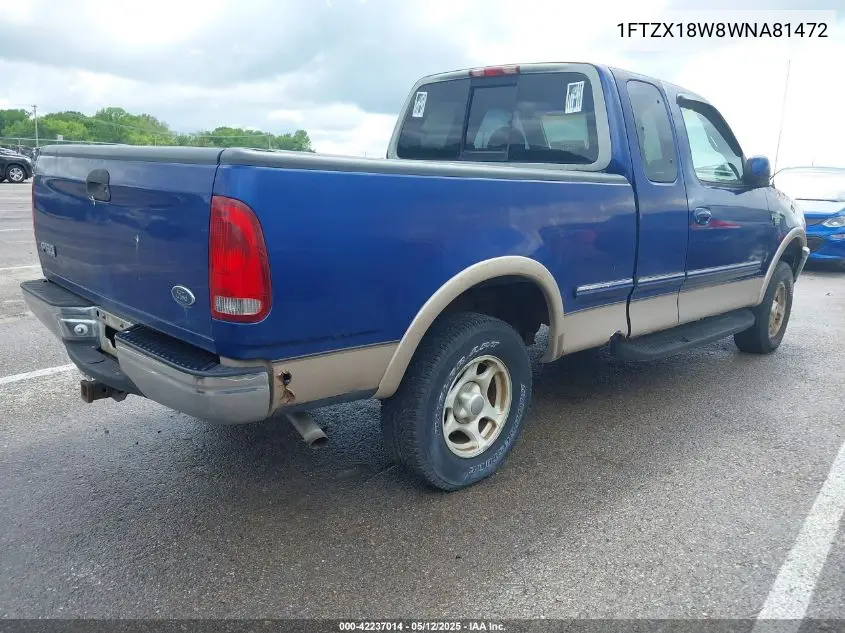 1998 Ford F150 VIN: 1FTZX18W8WNA81472 Lot: 42237014