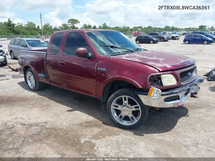 1998 Ford F-150 Lariat/Xl/Xlt VIN: 2FTRX08L8WCA36361 Lot: 42617079