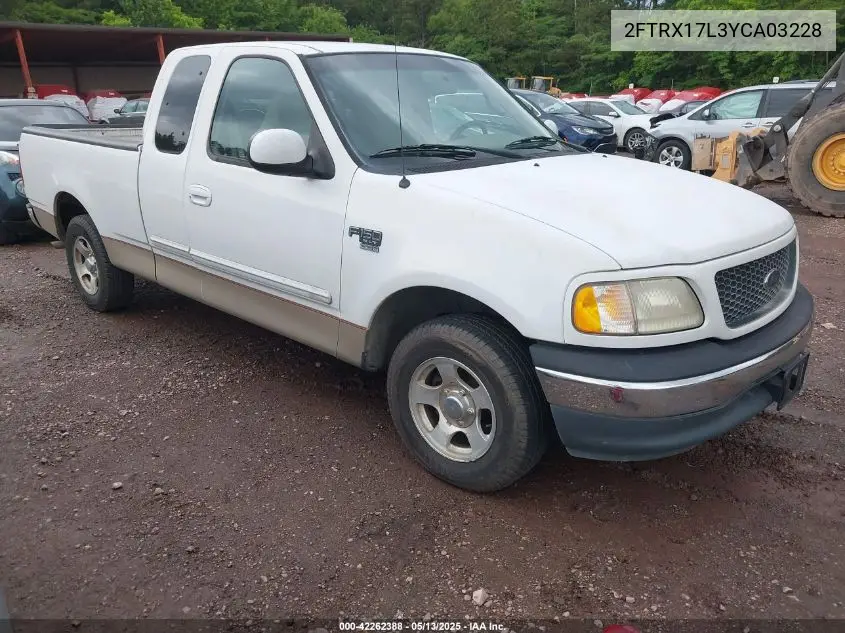 2000 Ford F-150 Lariat/Work Series/Xl/Xlt VIN: 2FTRX17L3YCA03228 Lot: 42262388