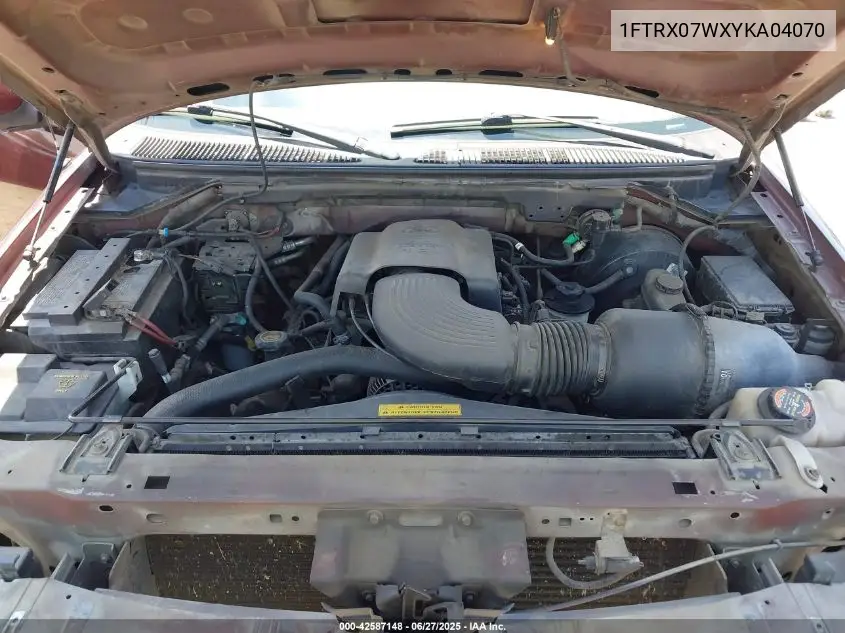 2000 Ford F-150 Lariat/Xl/Xlt VIN: 1FTRX07WXYKA04070 Lot: 42587148