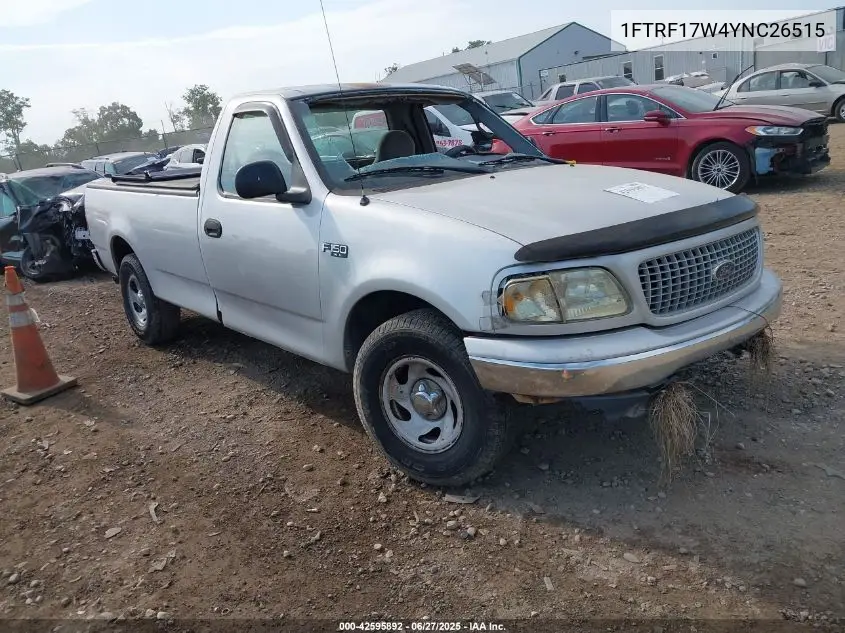 2000 Ford F150 Work Series/Xl/Xlt VIN: 1FTRF17W4YNC26515 Lot: 42595892