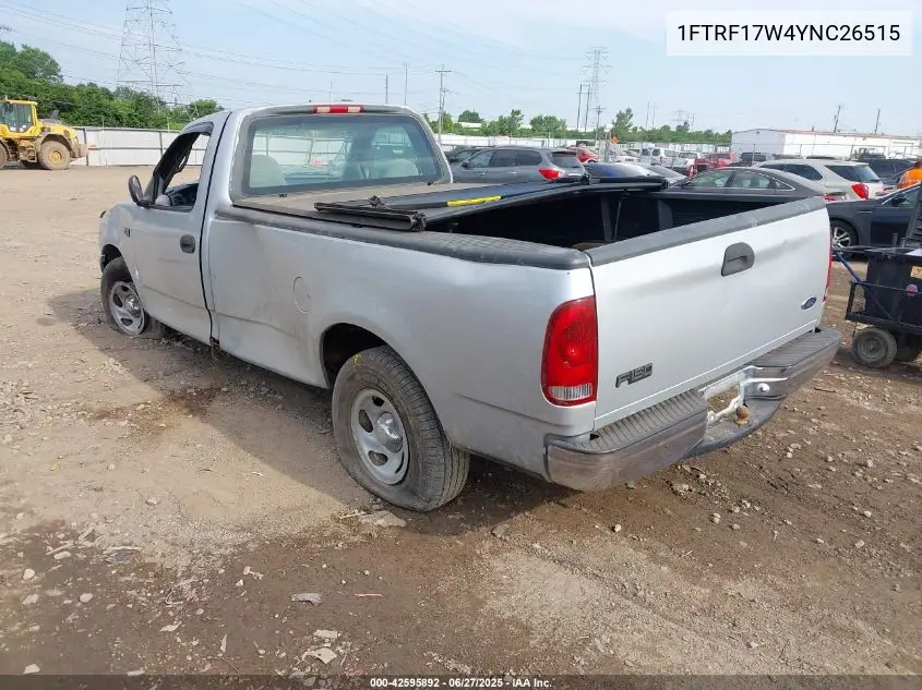 2000 Ford F150 Work Series/Xl/Xlt VIN: 1FTRF17W4YNC26515 Lot: 42595892