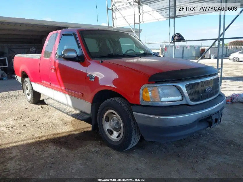 2000 Ford F150 Lariat/Work Series/Xl/Xlt VIN: 2FTRX17W7YCA00603 Lot: 42627548