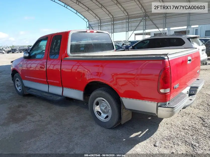 2000 Ford F150 Lariat/Work Series/Xl/Xlt VIN: 2FTRX17W7YCA00603 Lot: 42627548