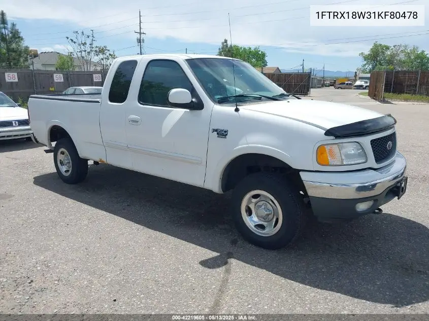 2001 Ford F-150 Lariat/Xl/Xlt VIN: 1FTRX18W31KF80478 Lot: 42219605