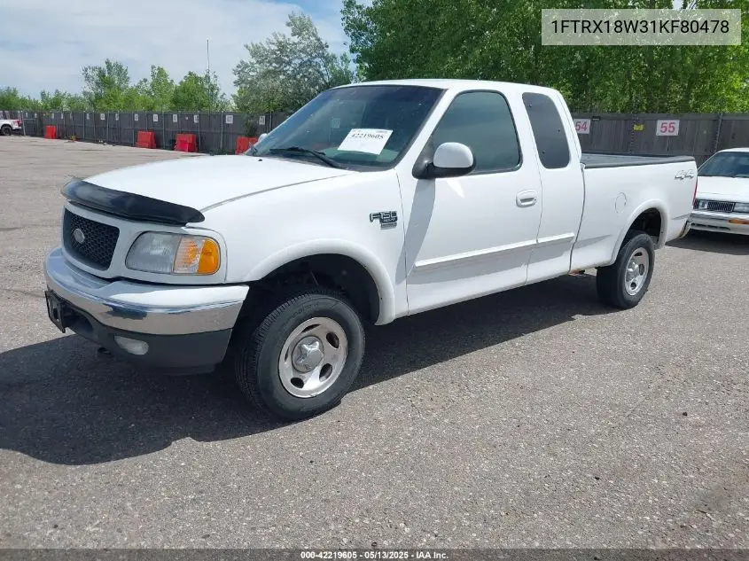 2001 Ford F-150 Lariat/Xl/Xlt VIN: 1FTRX18W31KF80478 Lot: 42219605