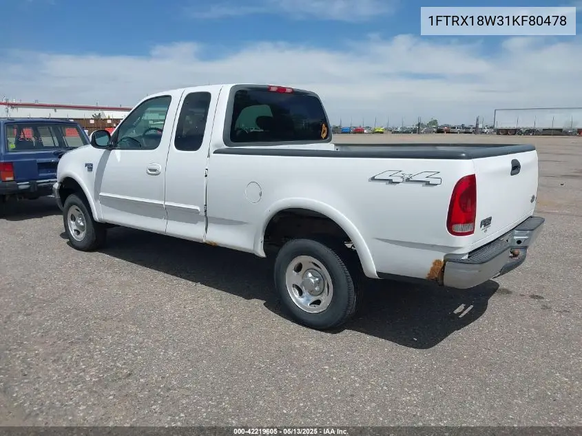 2001 Ford F-150 Lariat/Xl/Xlt VIN: 1FTRX18W31KF80478 Lot: 42219605