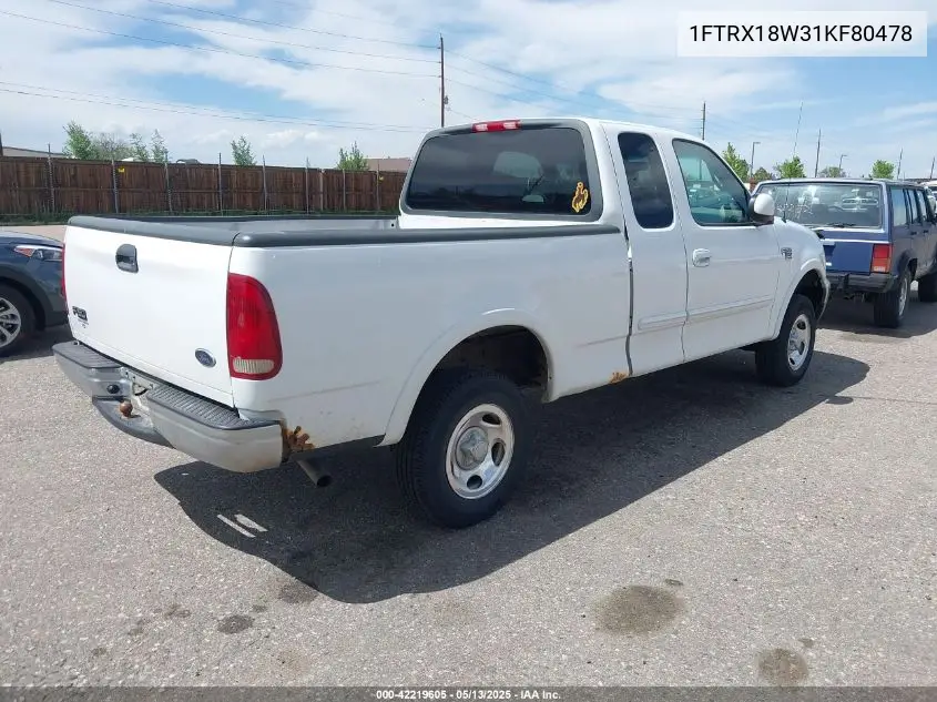 2001 Ford F-150 Lariat/Xl/Xlt VIN: 1FTRX18W31KF80478 Lot: 42219605