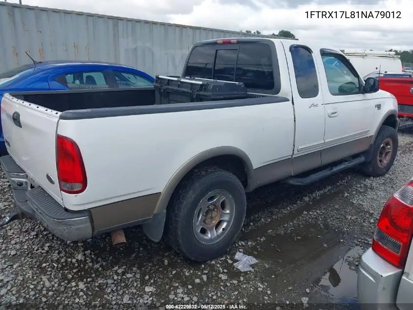 2001 Ford F-150 Lariat/Xl/Xlt VIN: 1FTRX17L81NA79012 Lot: 42229832