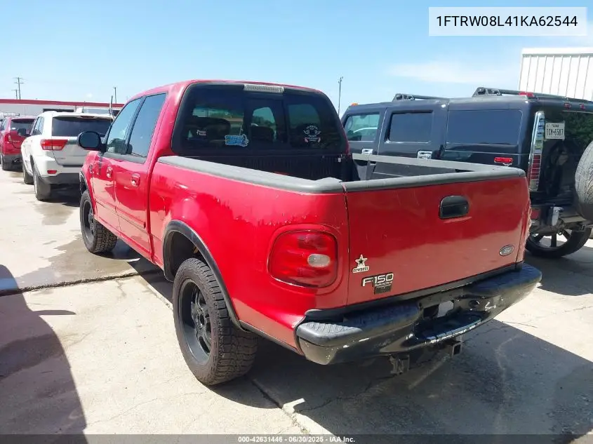 2001 Ford F-150 King Ranch Edition/Lariat/Xlt VIN: 1FTRW08L41KA62544 Lot: 42631446