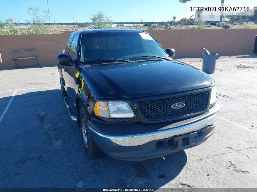 2001 Ford F150 VIN: 1FTRX07L91KA62716 Lot: 42632119