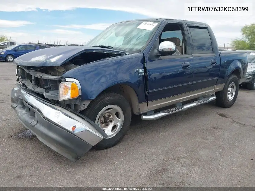 2002 Ford F-150 Lariat/Xlt VIN: 1FTRW07632KC68399 Lot: 42218156