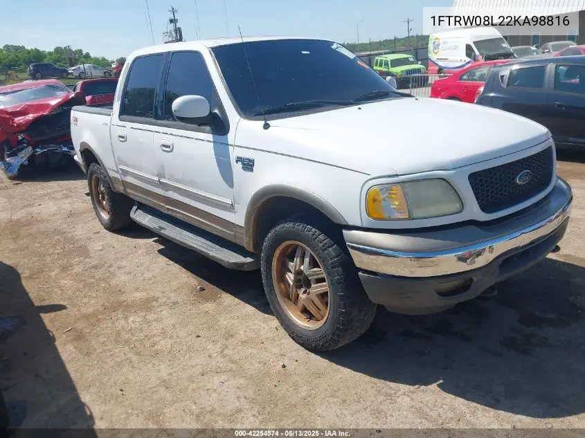 2002 Ford F-150 Lariat/Xlt VIN: 1FTRW08L22KA98816 Lot: 42254574