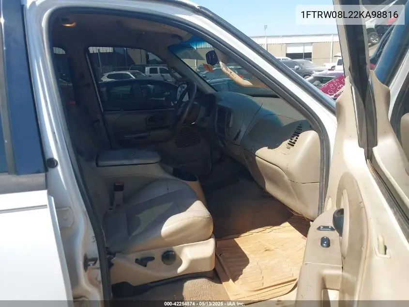 2002 Ford F-150 Lariat/Xlt VIN: 1FTRW08L22KA98816 Lot: 42254574