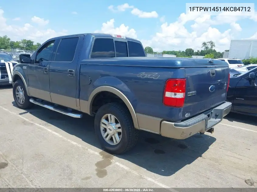 2004 Ford F-150 Fx4/Lariat/Xlt VIN: 1FTPW14514KC84712 Lot: 42636693
