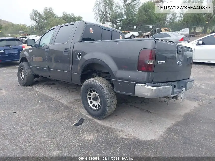 2005 Ford F-150 Xlt VIN: 1FTRW12WX5FA40877 Lot: 41760089
