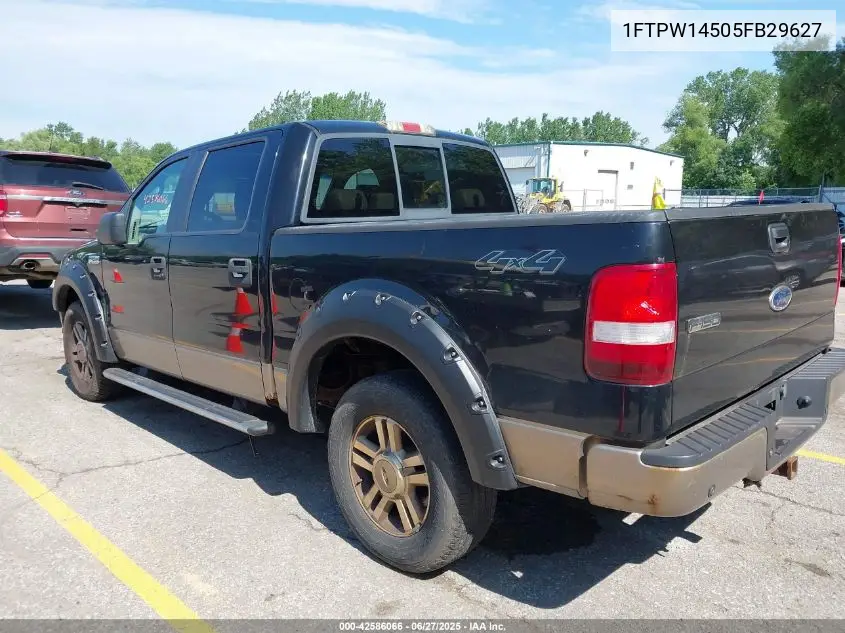 2005 Ford F-150 Fx4/Lariat/Xlt VIN: 1FTPW14505FB29627 Lot: 42586066
