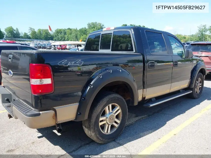 2005 Ford F-150 Fx4/Lariat/Xlt VIN: 1FTPW14505FB29627 Lot: 42586066