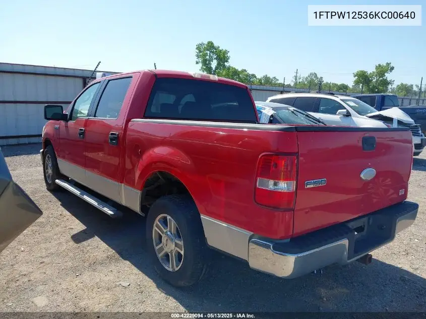 2006 Ford F-150 Lariat/Xlt VIN: 1FTPW12536KC00640 Lot: 42229094