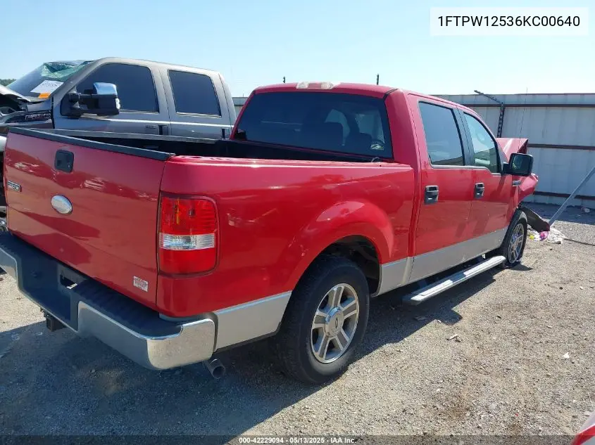 2006 Ford F-150 Lariat/Xlt VIN: 1FTPW12536KC00640 Lot: 42229094