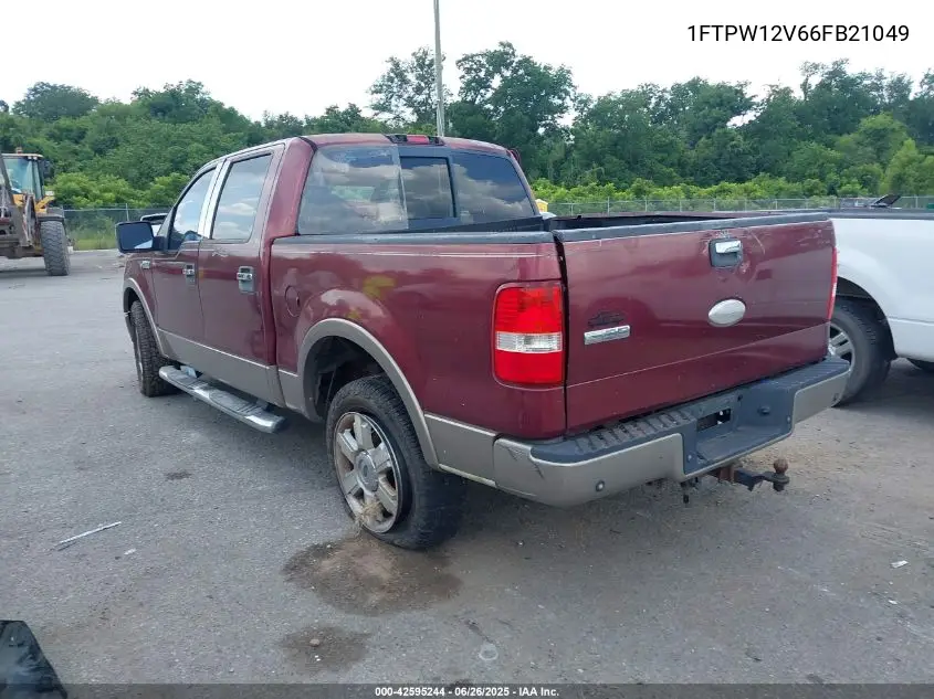2006 Ford F-150 Lariat/Xlt VIN: 1FTPW12V66FB21049 Lot: 42595244