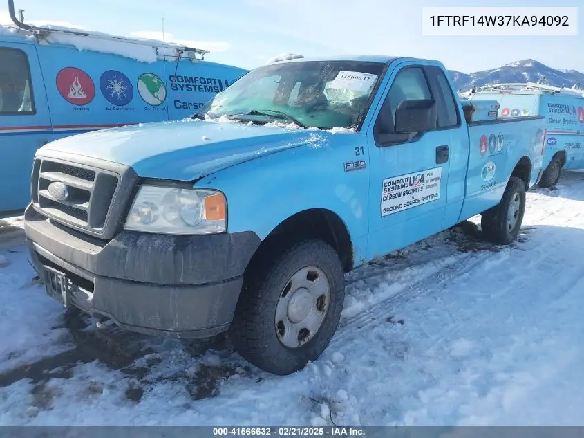 2007 Ford F-150 Stx/Xl/Xlt VIN: 1FTRF14W37KA94092 Lot: 41566632