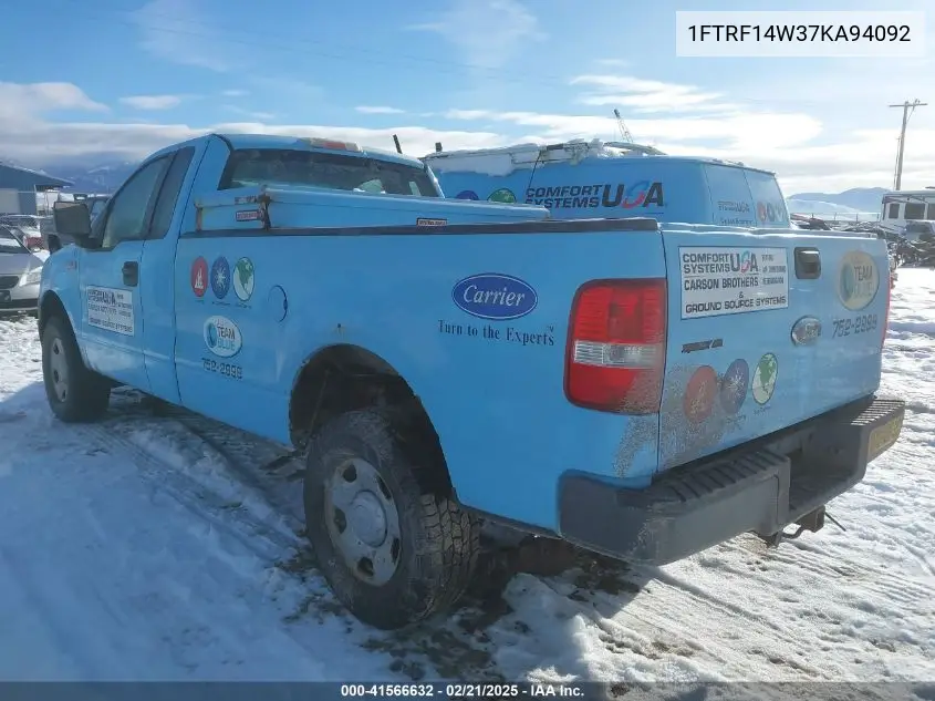 2007 Ford F-150 Stx/Xl/Xlt VIN: 1FTRF14W37KA94092 Lot: 41566632