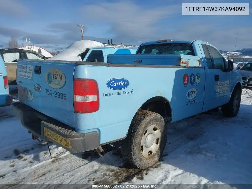 2007 Ford F-150 Stx/Xl/Xlt VIN: 1FTRF14W37KA94092 Lot: 41566632