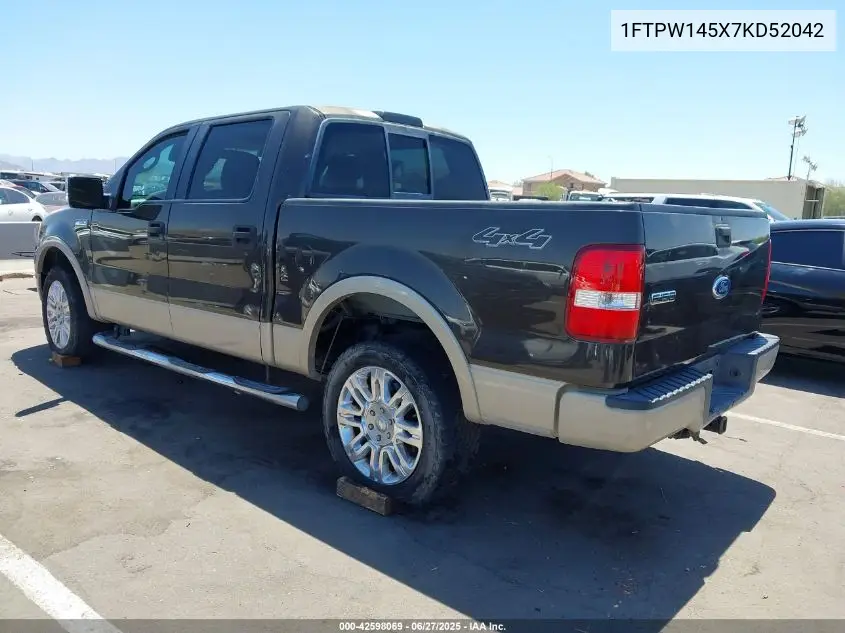 2007 Ford F-150 Fx4/Lariat/Xlt VIN: 1FTPW145X7KD52042 Lot: 42598069