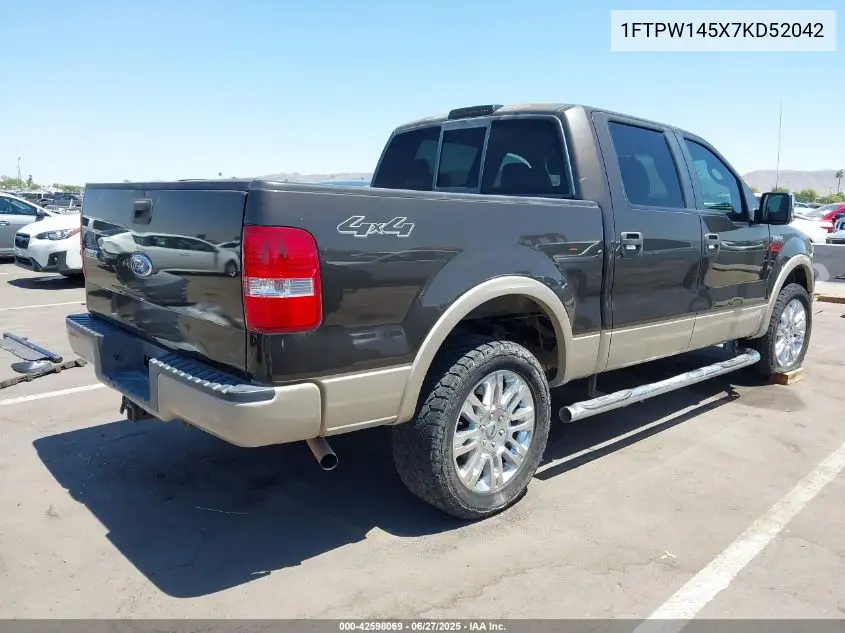 2007 Ford F-150 Fx4/Lariat/Xlt VIN: 1FTPW145X7KD52042 Lot: 42598069