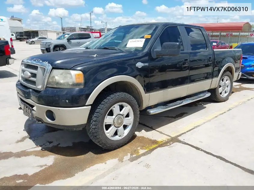 2007 Ford F-150 Fx4/Lariat/Xlt VIN: 1FTPW14VX7KD06310 Lot: 42603894