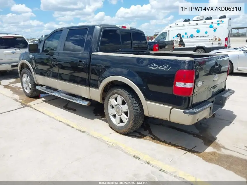 2007 Ford F-150 Fx4/Lariat/Xlt VIN: 1FTPW14VX7KD06310 Lot: 42603894
