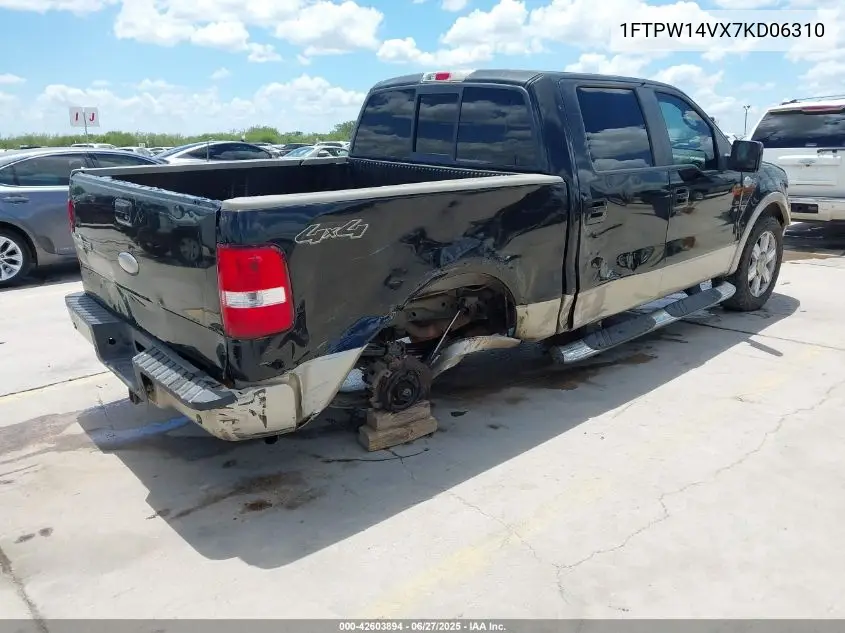 2007 Ford F-150 Fx4/Lariat/Xlt VIN: 1FTPW14VX7KD06310 Lot: 42603894
