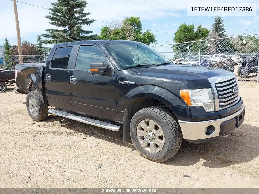 2011 Ford F150 Supercrew VIN: 1FTFW1EF4BFD17386 Lot: 30065029