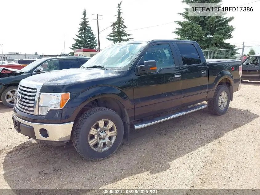 2011 Ford F150 Supercrew VIN: 1FTFW1EF4BFD17386 Lot: 30065029