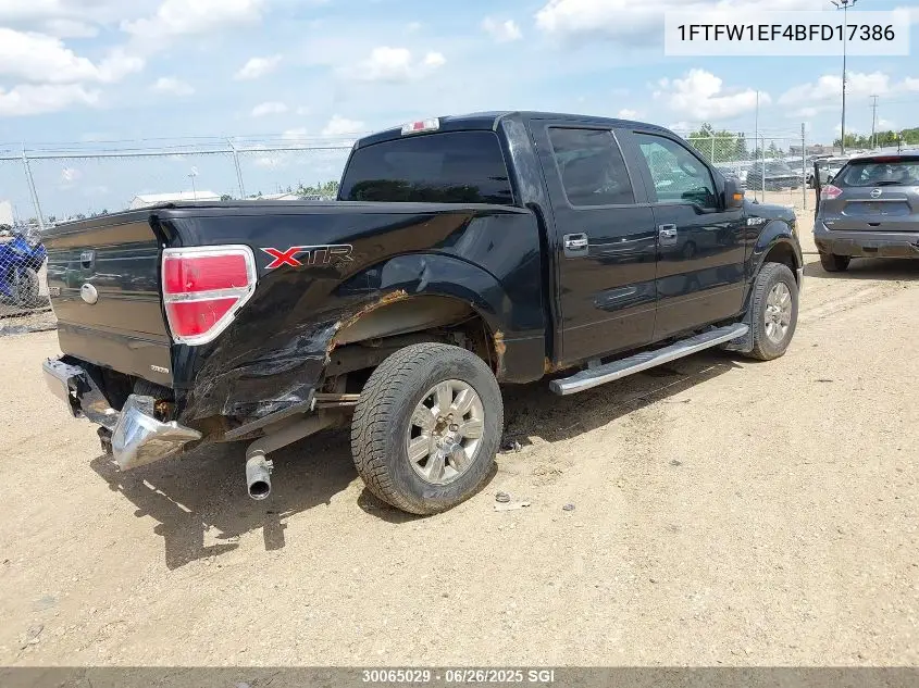 2011 Ford F150 Supercrew VIN: 1FTFW1EF4BFD17386 Lot: 30065029